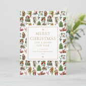 Elegantes Gold Vintag Retro Weihnachten (Stehend Vorderseite)