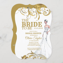 Elegantes Gold Vintage Wirbel Hochzeit Brautparty Einladung