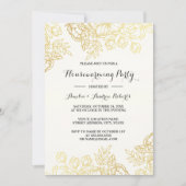 Elegantes Gold Vintages Blumenhaus Party Einladung (Vorderseite)