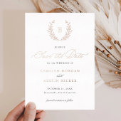 Elegantes Gold Wappen Leaf Monogram Save the Date Folieneinladung