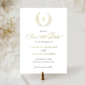 Elegantes Gold Wappen Leaf Monogram Save the Date Folieneinladung