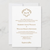 Elegantes Gold & Wappen Moderne katholische Hochze Einladung (Vorderseite)