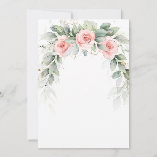 Elegantes Gold Wasserfarben Rosa Quinceñera Einladung (Rückseite)