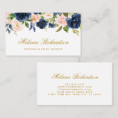 Elegantes Gold Wasserfarben Rosa Rosa Blau Visitenkarte (Vorne/Hinten)