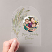 Elegantes Gold Watercolor Botanisches Foto Acryleinladungen (Insitu (Handheld))