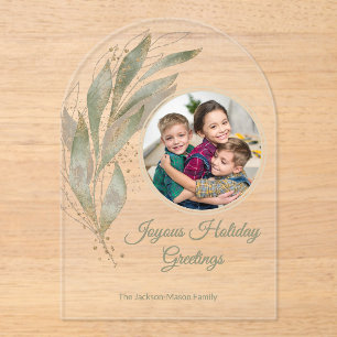 Elegantes Gold Watercolor Botanisches Foto Acryleinladungen