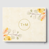 Elegantes Gold Watercolor Floral Wedding Foto Gästebuch (Rückseite)