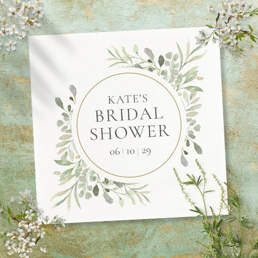 Elegantes Gold Watercolor Grünes Brautparty Serviette