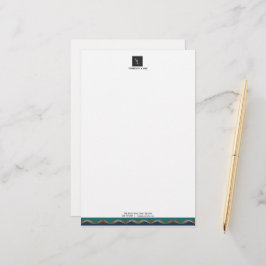 Elegantes Gold Wave Blue Aquamarin Logo Business Briefpapier