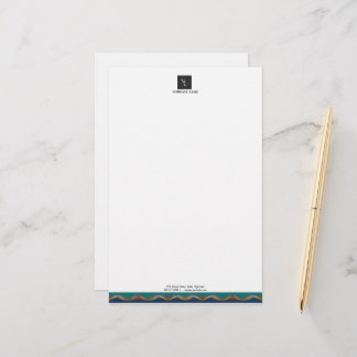 Elegantes Gold Wave Blue Aquamarin Logo Business Briefpapier