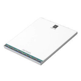 Elegantes Gold Wave Blue Aquamarin Logo Business Notizblock