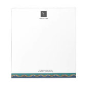 Elegantes Gold Wave Blue Aquamarin Logo Business Notizblock (Vorderseite)