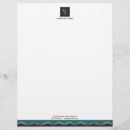 Elegantes Gold Wave Blue Aquamarin mit Business-Lo Briefbogen