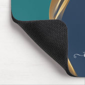 Elegantes Gold Waves Blau Aquamarin mit Name Mousepad (Ecke)
