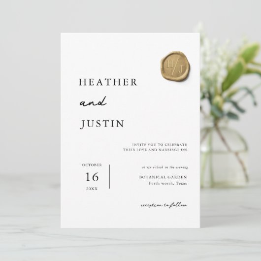 Elegantes Gold Wax Siegel Einmalige Einladung zur (Stehend Vorderseite)