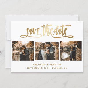 Elegantes Gold Wedding 3 Foto Save The Date