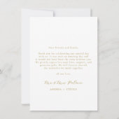 Elegantes Gold Wedding Foto Dankeskarte (Rückseite)