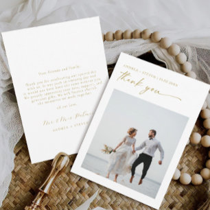 Elegantes Gold Wedding Foto Dankeskarte