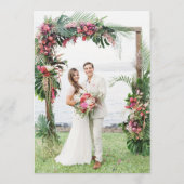 Elegantes Gold Wedding Menu mit Rotem Band & Foto Menükarte (Rückseite)