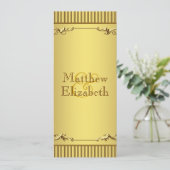 Elegantes Gold Wedding Menu Programm (Stehend Vorderseite)
