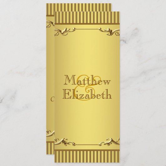 Elegantes Gold Wedding Menu Programm (Vorne/Hinten)
