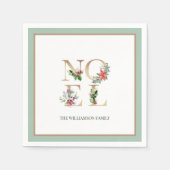 Elegantes Gold Weihnachten Grüne Berries Grün Weih Serviette (Vorderseite)