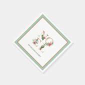 Elegantes Gold Weihnachten Grüne Berries Grün Weih Serviette (Ecke)