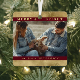 Elegantes Gold Weihnachten Mr. und mrs Couple Foto Ornament Aus Metall