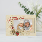 Elegantes Gold Weihnachts-Foto Save the Date (Stehend Vorderseite)