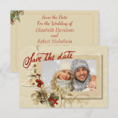 Elegantes Gold Weihnachts-Foto Save the Date (Vorne/Hinten)