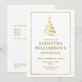 Elegantes Gold-Weihnachts-Klavierkonzert & Program Einladung (Vorne/Hinten)