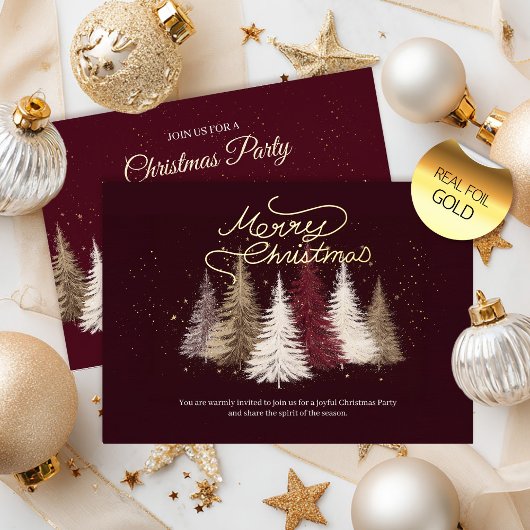 Elegantes Gold Weihnachts-Party Folieneinladung