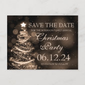 Elegantes Gold Weihnachts-Party Save the Date Ankündigungspostkarte (Vorderseite)