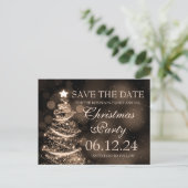Elegantes Gold Weihnachts-Party Save the Date Ankündigungspostkarte (Stehend Vorderseite)