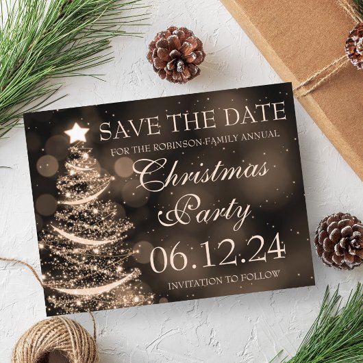 Elegantes Gold Weihnachts-Party Save the Date Ankündigungspostkarte