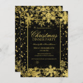 Elegantes Gold Weihnachts Party Winterschneeflocke Einladung (Vorne/Hinten)