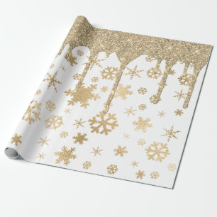 Elegantes Gold Weihnachts-Schneeflockenmuster Driv Geschenkpapier