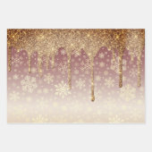 Elegantes Gold Weihnachts-Schneeflockenmuster Driv Geschenkpapier Set (Vorderseite 3)