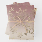 Elegantes Gold Weihnachts-Schneeflockenmuster Driv Geschenkpapier Set (Beispiel)