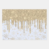 Elegantes Gold Weihnachts-Schneeflockenmuster Driv Geschenkpapier Set (Vorderseite 3)