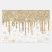 Elegantes Gold Weihnachts-Schneeflockenmuster Driv Geschenkpapier Set (Vorderseite)