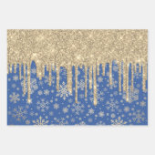 Elegantes Gold Weihnachts-Schneeflockenmuster Driv Geschenkpapier Set (Vorderseite)