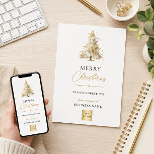 Elegantes Gold-Weihnachtsbaum-Geschäftslogo Feiertagskarte