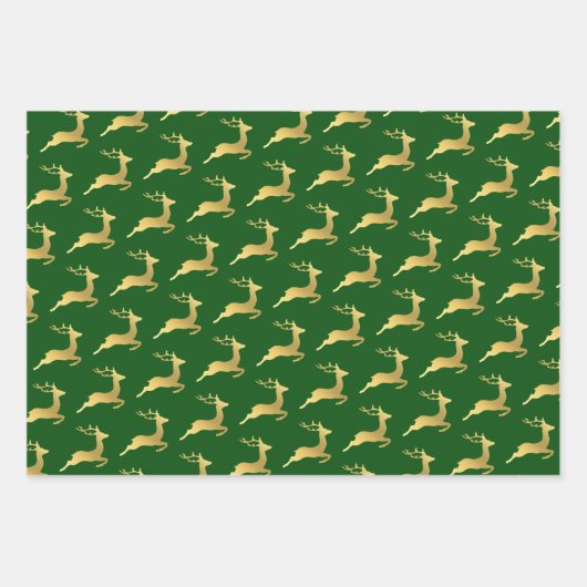 Elegantes Gold Weihnachtsbaum-Muster Geschenkpapier Set (Vorderseite)