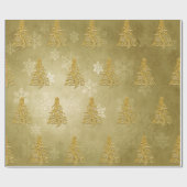 Elegantes Gold Weihnachtsbaum und Snowflake Muster Geschenkpapier (Flach)