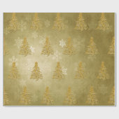 Elegantes Gold Weihnachtsbaum und Snowflake Muster Geschenkpapier (Flach)
