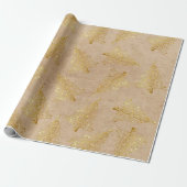 Elegantes Gold-Weihnachtsbaummuster Geschenkpapier (Ungerollt)