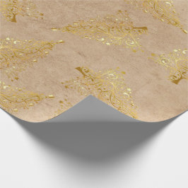 Elegantes Gold-Weihnachtsbaummuster Geschenkpapier