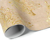 Elegantes Gold-Weihnachtsbaummuster Geschenkpapier (Rolleneckpunkt)