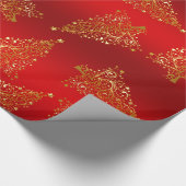 Elegantes Gold-Weihnachtsbaummuster Geschenkpapier (Ecke)